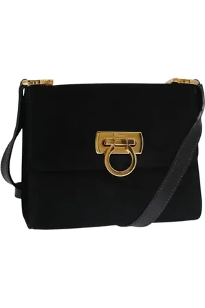 Salvatore Ferragamo Pre-owned, Dames, Zwart, ONE Size, Suède, Pre-owned Suede shoulder-bags