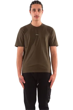 C.P. Company Tops, Heren, Groen, S, Print Logo Tee in Jersey Stof