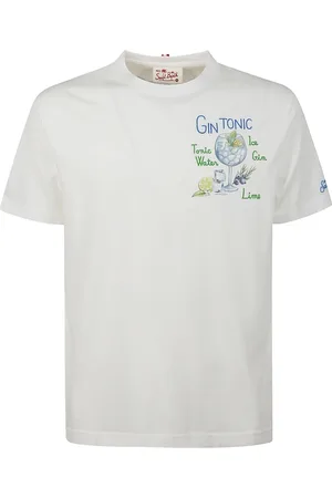 MC2 SAINT BARTH Tops, Heren, Wit, S, Katoen, Wit Katoenen T-shirt met Logo Print