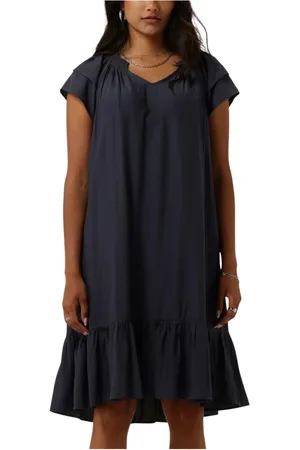 Co`Couture Kleedjes, Dames, Blauw, XS, Denim, Blauwe Sunrise Cropped Jurk