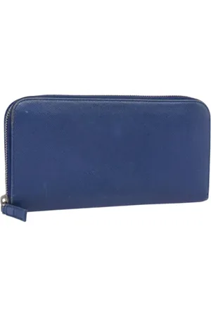 Prada Pre-owned, Dames, Blauw, ONE Size, Leer, Tweedehands leren portemonnees