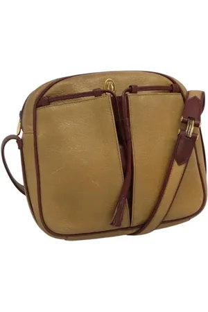 Cartier Pre-owned, Dames, Geel, ONE Size, Leer, Tweedehands leren schoudertassen
