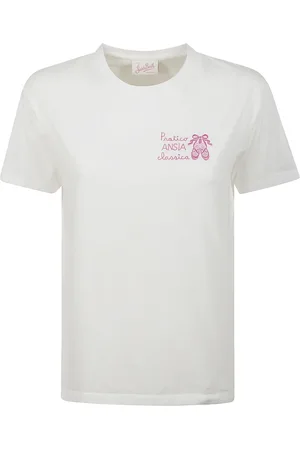 MC2 SAINT BARTH Tops, Dames, Wit, S, Katoen, Katoenen T-shirt met print en korte mouwen