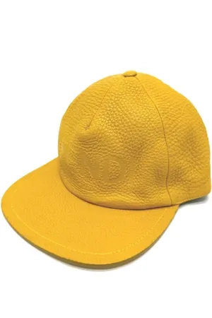 Fendi Pre-owned, Dames, Geel, ONE Size, Leer, Pre-owned Leather hats