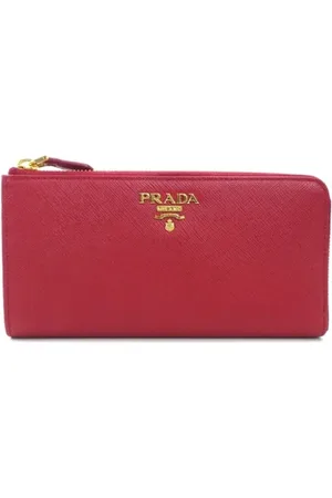 Prada Pre-owned, Dames, Rood, ONE Size, Leer, Tweedehands leren portemonnees