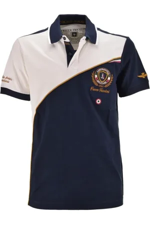 Aeronautica Militare Tops, Heren, Blauw, M, Katoen, Polo T-shirt met iconische adelaar