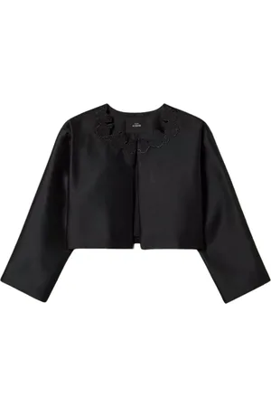 Twin-Set Jassen, Dames, Zwart, M, Zwarte Cropped Jas Actitude Collectie