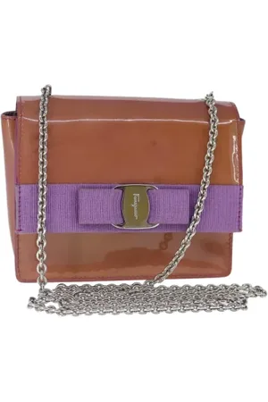 Salvatore Ferragamo Pre-owned, Dames, Paars, ONE Size, Pre-owned Canvas shoulder-bags