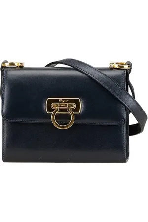 Salvatore Ferragamo Pre-owned, Dames, Blauw, ONE Size, Leer, Tweedehands leren schoudertassen