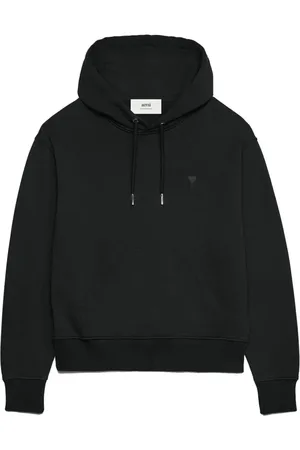 Ami Sweatshirts & Hoodies, Heren, Zwart, M, Katoen, Zwarte Biologisch Katoenen Boxy Hoodie