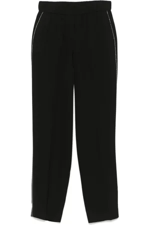 PESERICO SIGN Broeken, Dames, Zwart, M, Zwarte broek met kraalversiering