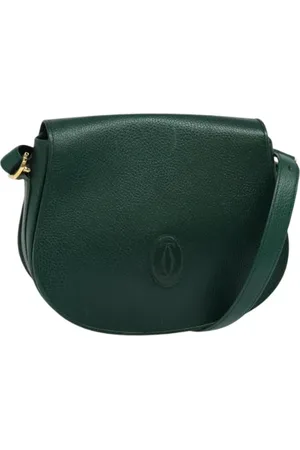 Cartier Pre-owned, Dames, Groen, ONE Size, Leer, Tweedehands leren schoudertassen