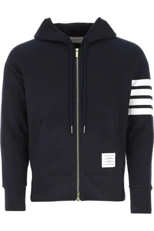 Thom Browne Sweatshirts & Hoodies, Heren, Blauw, L, Katoen, Navy 4-Bar Full-Zip Hoodie