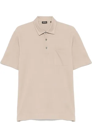 Ermenegildo Zegna Tops, Heren, , L, Zand Korte Mouw Shirt