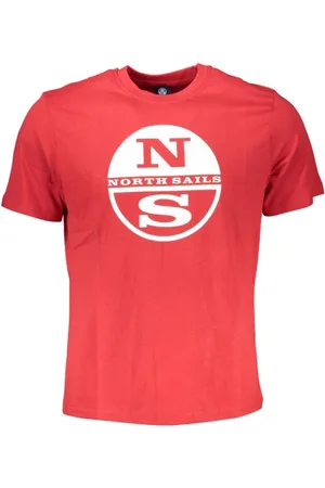 North Sails Tops, Heren, Rood, 2Xl, Katoen, Rode Katoen Print Logo T-Shirt