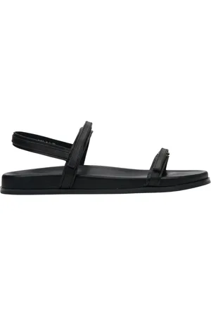 Estro Schoenen, Dames, Zwart, 36 EU, Leer, Zwarte Dames Sandalen met Dunne Bandjes en een Flexibele Zool