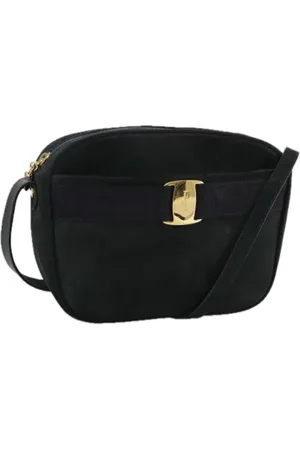 Salvatore Ferragamo Pre-owned, Dames, Blauw, ONE Size, Suède, Pre-owned Suede shoulder-bags