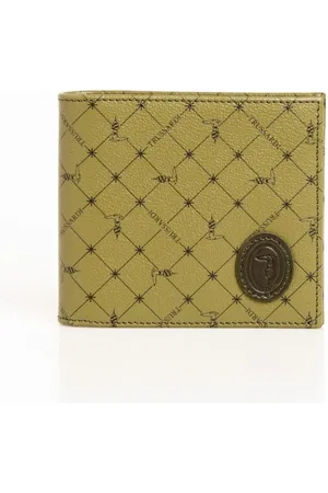 Trussardi Accessoires, Heren, Groen, ONE Size, Monogram Leren Portemonnee met jaren 70 Print