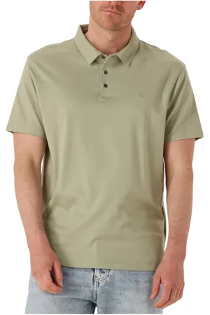 Calvin Klein Tops, Heren, Groen, 2Xl, Groene SS Supima Polo Borst Emb