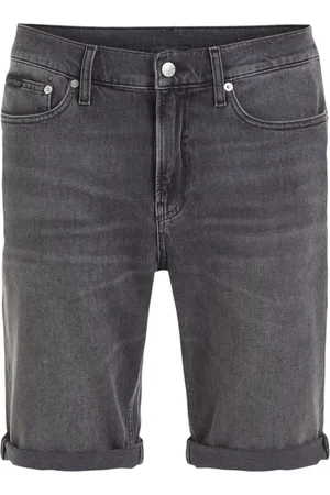Calvin Klein Korte broeken, Heren, Grijs, W32, Katoen, Slim Fit Bermuda Shorts voor Mannen