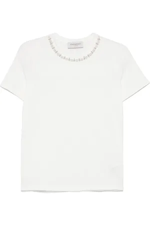 ERMANNO SCERVINO Tops, Dames, Wit, S, T-shirt met korte mouwen en applicaties