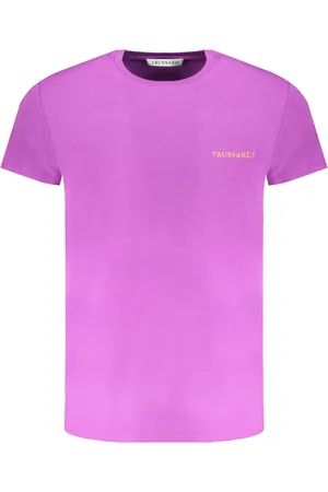 Trussardi Tops, Heren, Paars, XL, Paarse Heren T-shirt met Korte Mouwen