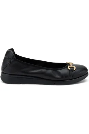 Frau Schoenen, Dames, Zwart, 38 EU, Zwarte leren ballerina met gesp