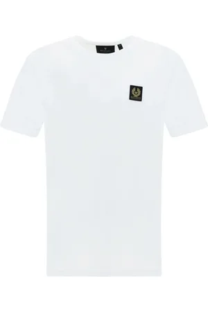 Belstaff Tops, Heren, Wit, M, Katoen, Katoenen T-shirt met Monogram Patch