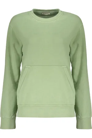 HERNO Sweatshirts & Hoodies, Dames, Groen, S, Katoen, Geborduurde katoenen sweatshirt met geribbelde randen