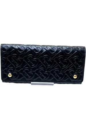 Burberry Pre-owned, Dames, Zwart, ONE Size, Leer, Tweedehands leren portemonnees