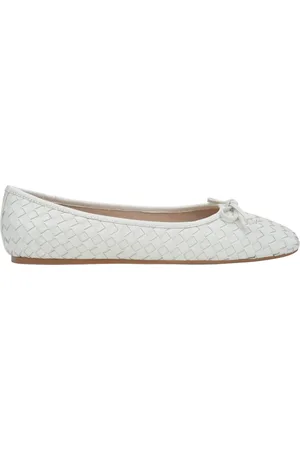 Estro Schoenen, Dames, Wit, 36 EU, Leer, Witte balletflats voor dames gemaakt van gevlochten echt leer