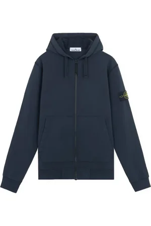 Stone Island Sweatshirts & Hoodies, Heren, Blauw, M, Katoen, Biologische katoenen fleece hoodie met rits