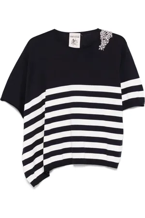 SEMICOUTURE Truien, Dames, Blauw, M, Navy Blauw Kristalversierde Trui