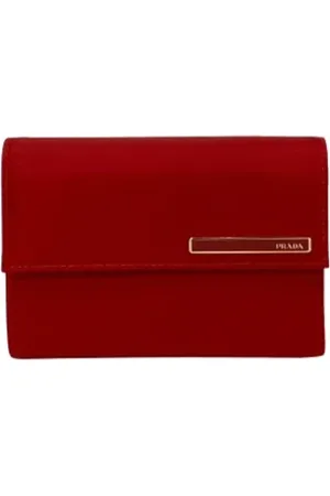 Prada Pre-owned, Dames, Rood, ONE Size, Leer, Tweedehands leren portemonnees