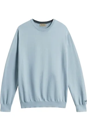 Woolrich Truien, Heren, Blauw, S, Katoen, Blauwe Crewneck Katoenen Trui
