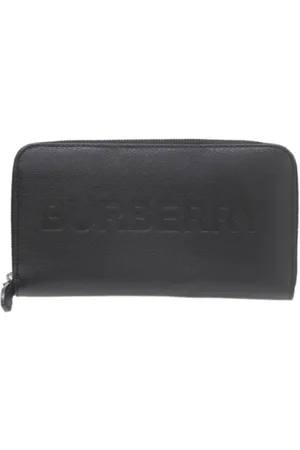 Burberry Pre-owned, Dames, Zwart, ONE Size, Leer, Tweedehands leren portemonnees