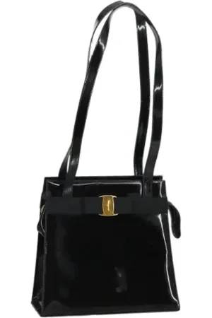 Salvatore Ferragamo Pre-owned, Dames, Zwart, ONE Size, Pre-owned Canvas shoulder-bags