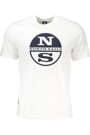North Sails Tops, Heren, Wit, 2Xl, Katoen, Katoen Logo Print Korte Mouw Tee