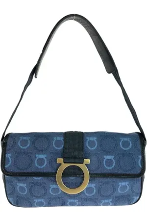 Salvatore Ferragamo Pre-owned, Dames, Blauw, ONE Size, Leer, Pre-owned Canvas shoulder-bags