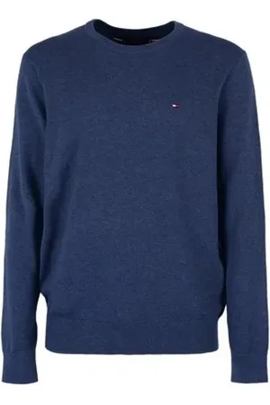 Tommy Hilfiger Truien, Heren, Blauw, XL, Katoen, Lichtblauwe Crew Neck Sweater
