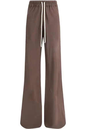 Rick Owens Broeken, Dames, Bruin, L, Hoge Taille Palazzo Broek met Zakken
