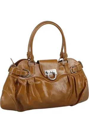 Salvatore Ferragamo Pre-owned, Dames, Bruin, ONE Size, Pre-owned Canvas shoulder-bags