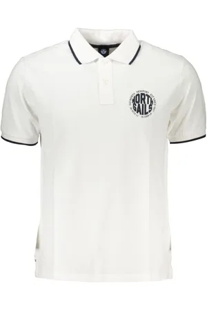 North Sails Tops, Heren, Wit, L, Polo Shirt met korte mouwen en contrastdetails