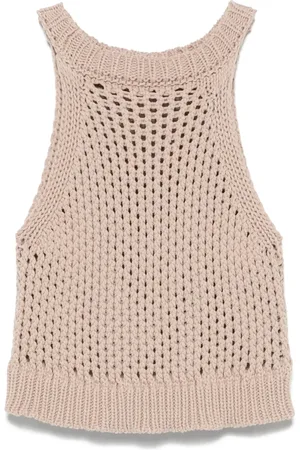PESERICO SIGN Tops, Dames, , S, Katoen, Halternek Opengebreide Top