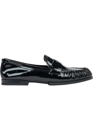 Estro Schoenen, Dames, Zwart, 40 EU, Leer, Zwarte loafers voor dames gemaakt van patent echt leer