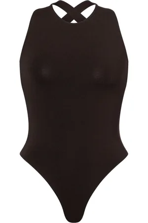 Serafini Tops, Dames, Zwart, S, Zwarte Mouwloze Top met Kruisband