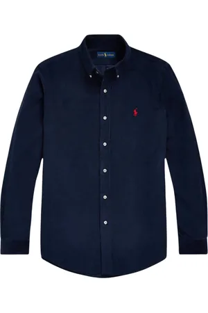 Ralph Lauren Overhemden, Heren, Blauw, S, Katoen, Slim Fit Corduroy Shirt