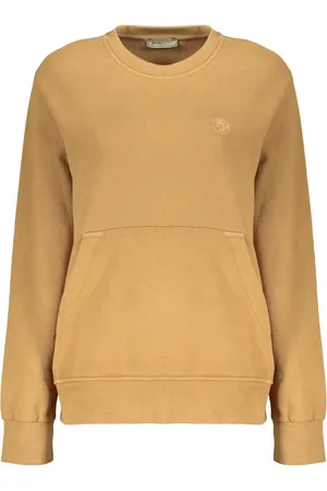 HERNO Sweatshirts & Hoodies, Dames, Geel, S, Katoen, Geborduurde katoenen sweatshirt met geribbelde randen