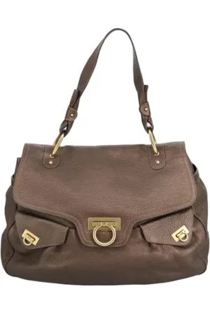 Salvatore Ferragamo Pre-owned, Dames, Bruin, ONE Size, Leer, Tweedehands leren handtassen