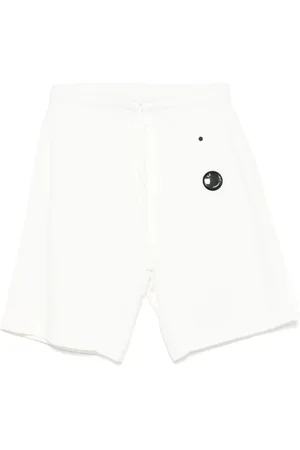 C.P. Company Korte broeken, Heren, Wit, M, Katoen, Witte Fleece Shorts met Lenszak